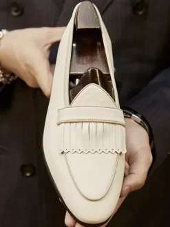 Men's Penny Loafer Leather Artwork Slip On Prom Formal Wedding Shoes