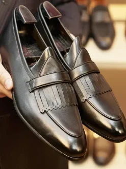Men's Penny Loafer Leather Artwork Slip On Prom Formal Wedding Shoes