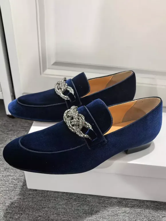 Mens Penny Loafer Prom Party Wedding Shoes Fashion Micro Suede Upper Chains Artwork Slip-On Shoes