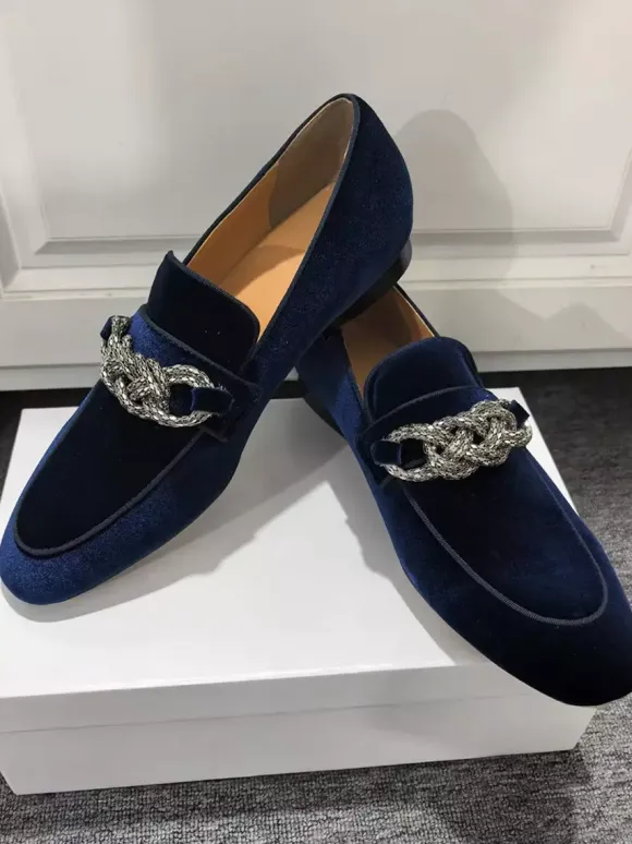 Mens Penny Loafer Prom Party Wedding Shoes Fashion Micro Suede Upper Chains Artwork Slip-On Shoes