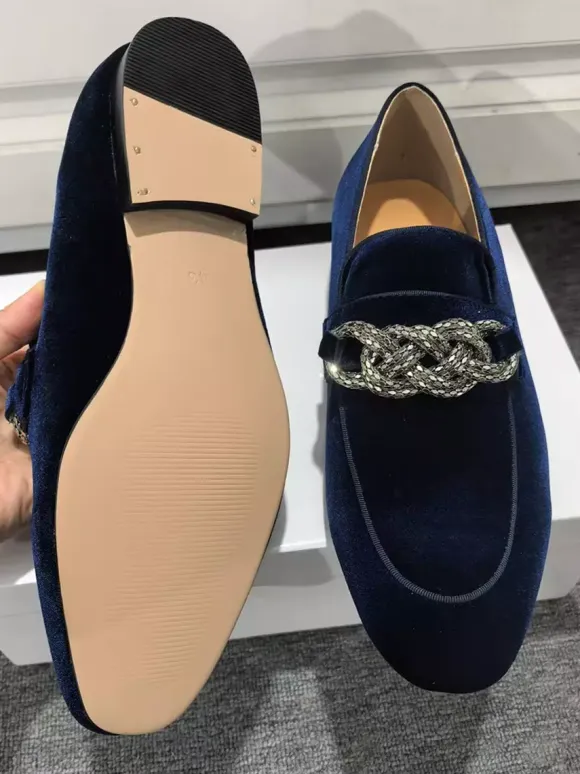 Mens Penny Loafer Prom Party Wedding Shoes Fashion Micro Suede Upper Chains Artwork Slip-On Shoes