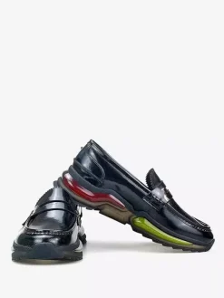 Mens Penny Loafer Round Toe Cowhide Shoes