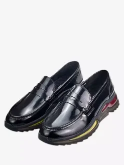 Mens Penny Loafer Round Toe Cowhide Shoes