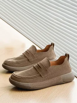 Men's Penny Loafer Shoes Suede Leather Buckle Chic Shoes