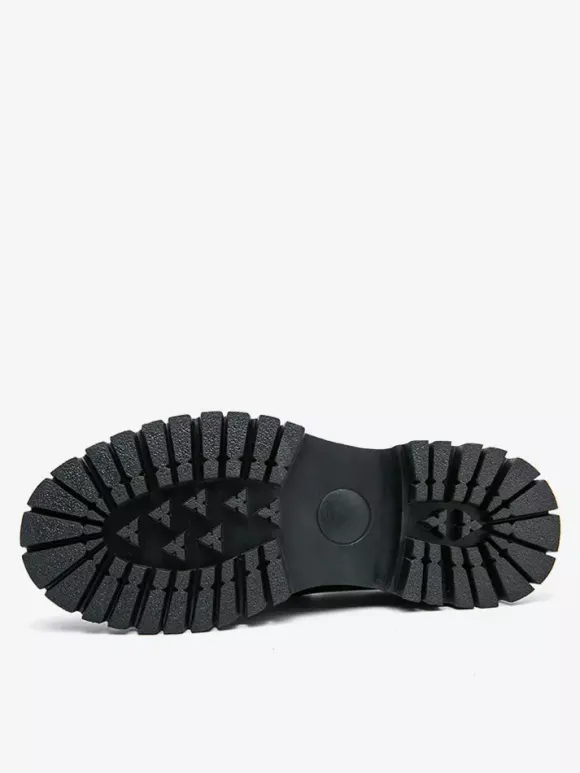 Mens Penny Loafers Leather Non Slip Platform Chunky Slip-On Penny Shoes Round Toe Lug Sole Casual Formal Shoes