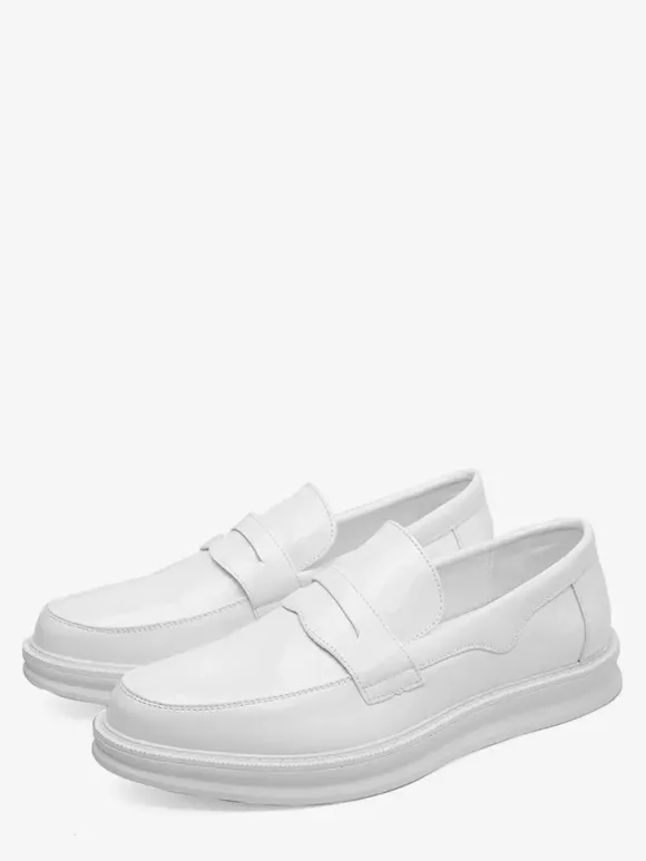 Mens Penny Loafers Patent Leather Platform Slip-on Wedding Shoes Low Top Comfortable Soft Sole Non-Slip Business Formal Shoes