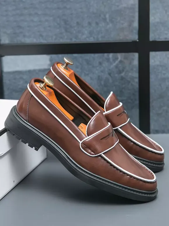 Men's Penny Loafers Platform Leather Shoes Comfort Business Dress Formal Shoes Loafer Shoes