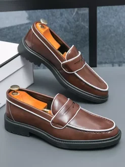 Men's Penny Loafers Platform Leather Shoes Comfort Business Dress Formal Shoes Loafer Shoes
