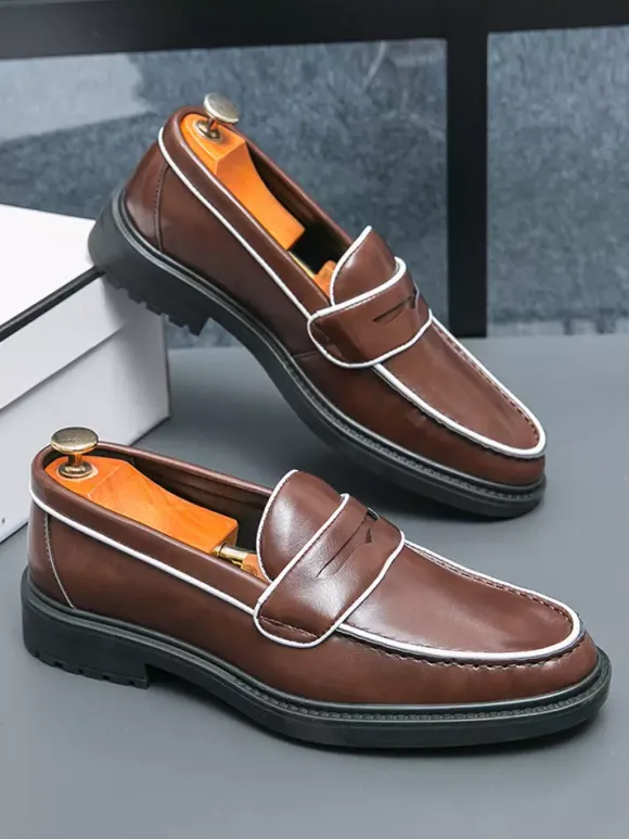 Men's Penny Loafers Platform Leather Shoes Comfort Business Dress Formal Shoes Loafer Shoes