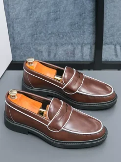 Men's Penny Loafers Platform Leather Shoes Comfort Business Dress Formal Shoes Loafer Shoes