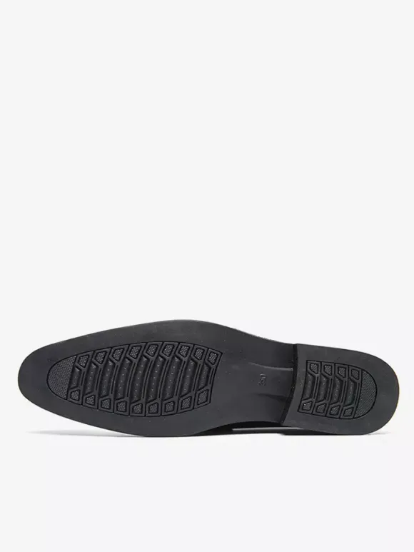 Men's Penny Loafers Slip-On Round Toe Chunky Heel Slip On PU Loafer Shoes For Wedding Prom