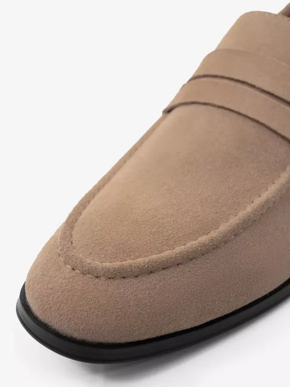 Mens Penny Loafers Suede Round Toe Slip-on penny Shoes