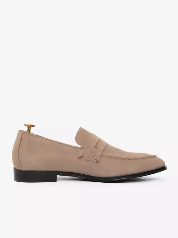 Mens Penny Loafers Suede Round Toe Slip-on penny Shoes