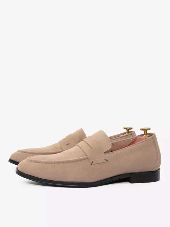 Mens Penny Loafers Suede Round Toe Slip-on penny Shoes