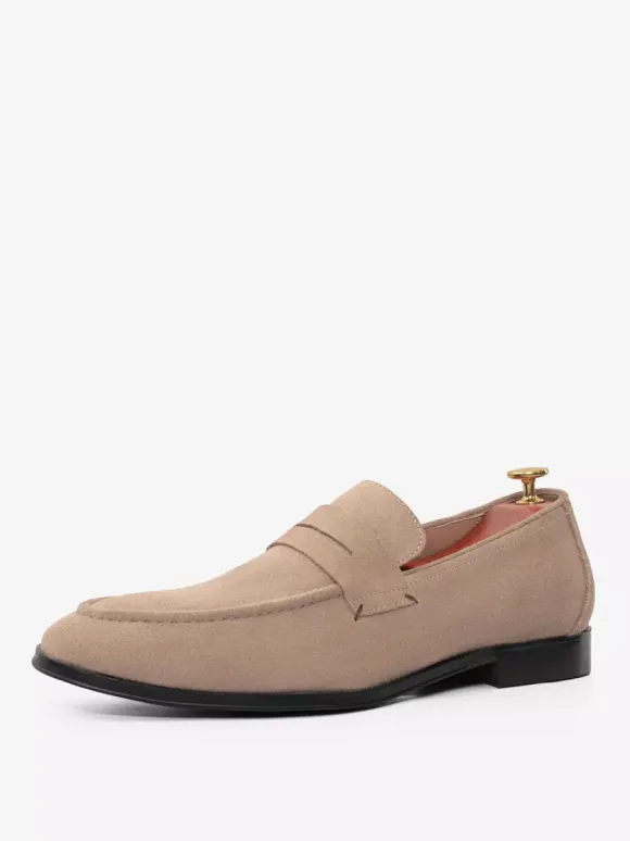 Mens Penny Loafers Suede Round Toe Slip-on penny Shoes
