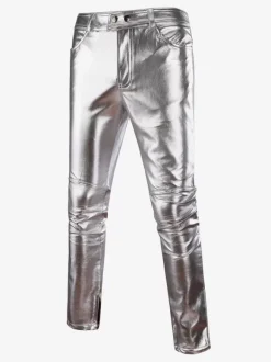 Men's Performance Nightclub Shiny Trousers Gold-Stamping Casual Pants