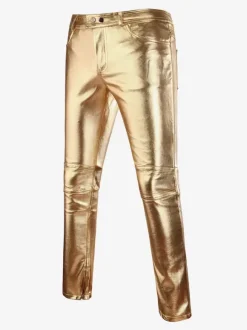 Men's Performance Nightclub Shiny Trousers Gold-Stamping Casual Pants