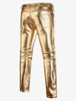 Men's Performance Nightclub Shiny Trousers Gold-Stamping Casual Pants