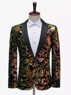 Men's Performing Sequin Men's Stage Costume Long Sleeves Retro Costumes
