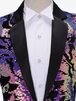 Men's Performing Sequin Men's Stage Costume Long Sleeves Retro Costumes