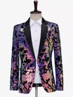 Men's Performing Sequin Men's Stage Costume Long Sleeves Retro Costumes