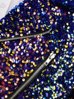 Men's Performing Sequin Stage Costume Top Long Sleeves Retro Costumes