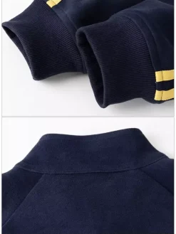 Men’s 2-Piece Tracksuit Set Stand Collar Long Sleeve Striped Sweatshirt And Pants