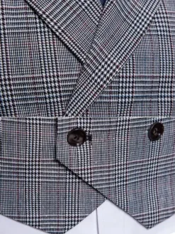 Men's Plaid Vest Double Breasted Sleeveless Vintage Jacket