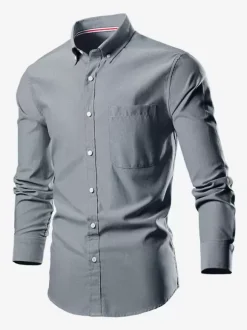 Men's Plus Size Long-Sleeved Shirts Button Down Slim Fit Wedding Shirt
