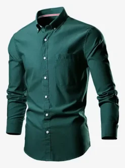 Men's Plus Size Long-Sleeved Shirts Button Down Slim Fit Wedding Shirt