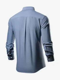 Men's Plus Size Long-Sleeved Shirts Button Down Slim Fit Wedding Shirt