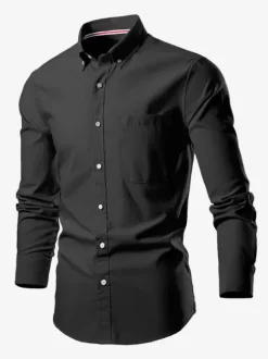 Men's Plus Size Long-Sleeved Shirts Button Down Slim Fit Wedding Shirt