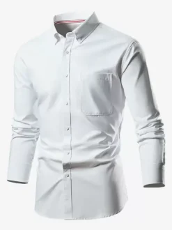 Men's Plus Size Long-Sleeved Shirts Button Down Slim Fit Wedding Shirt
