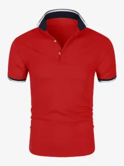 Men's Polo Shirt Summer Short Sleeve T-Shirt Lapel Solid Color Casual Tops