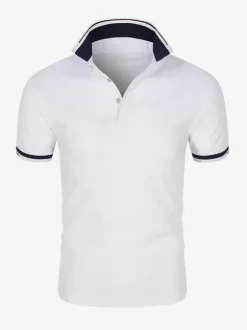 Men's Polo Shirt Summer Short Sleeve T-Shirt Lapel Solid Color Casual Tops