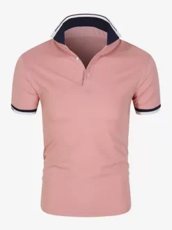 Men's Polo Shirt Summer Short Sleeve T-Shirt Lapel Solid Color Casual Tops