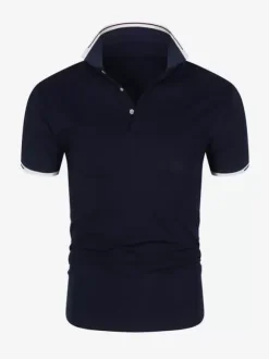 Men's Polo Shirt Summer Short Sleeve T-Shirt Lapel Solid Color Casual Tops