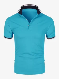 Men's Polo Shirt Summer Short Sleeve T-Shirt Lapel Solid Color Casual Tops