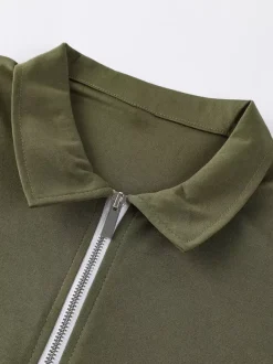 Men‘s Polo Shirt Turndown Collar Short Sleeves Zipper Regular Fit T-Shirts