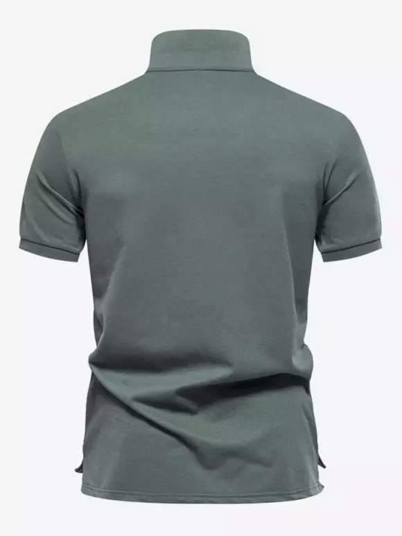 Mens Polo Shirt Turndown Collar Short Sleeves Buttons Regular Fit Polo Shirts
