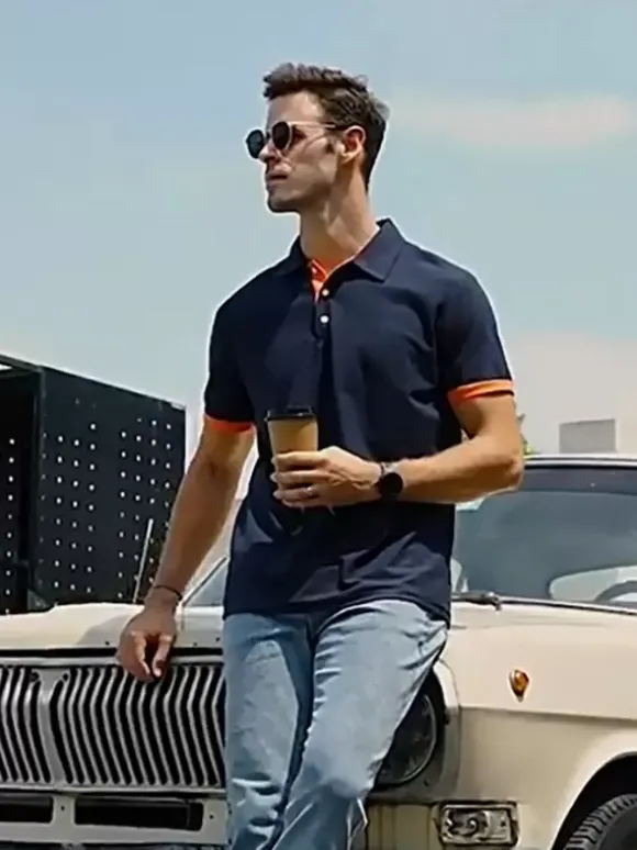 Men's Polo Shirt Turn-Down Collar Short Sleeves Classic Buttons Dark Navy Blue Top