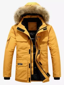 Men's Puffer Coat Thickened Mid-Length Hooded Parka Coat