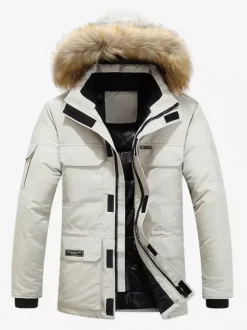 Men's Puffer Coat Thickened Mid-Length Hooded Parka Coat