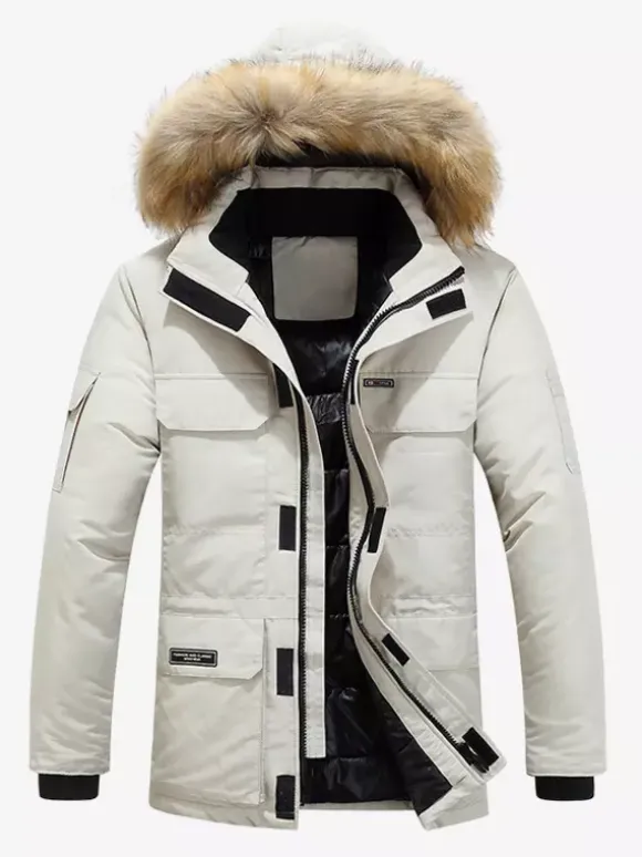 Men's Puffer Coat Thickened Mid-Length Hooded Parka Coat