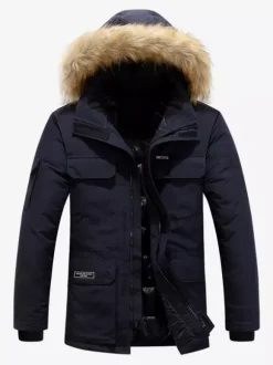 Men's Puffer Coat Thickened Mid-Length Hooded Parka Coat