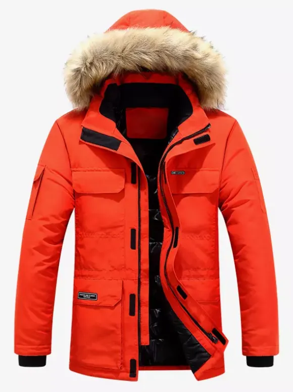 Men's Puffer Coat Thickened Mid-Length Hooded Parka Coat