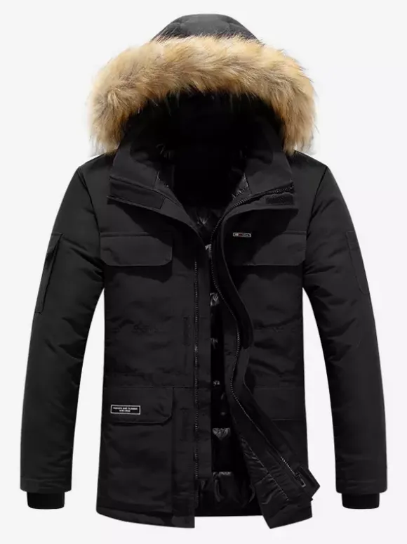 Men's Puffer Coat Thickened Mid-Length Hooded Parka Coat