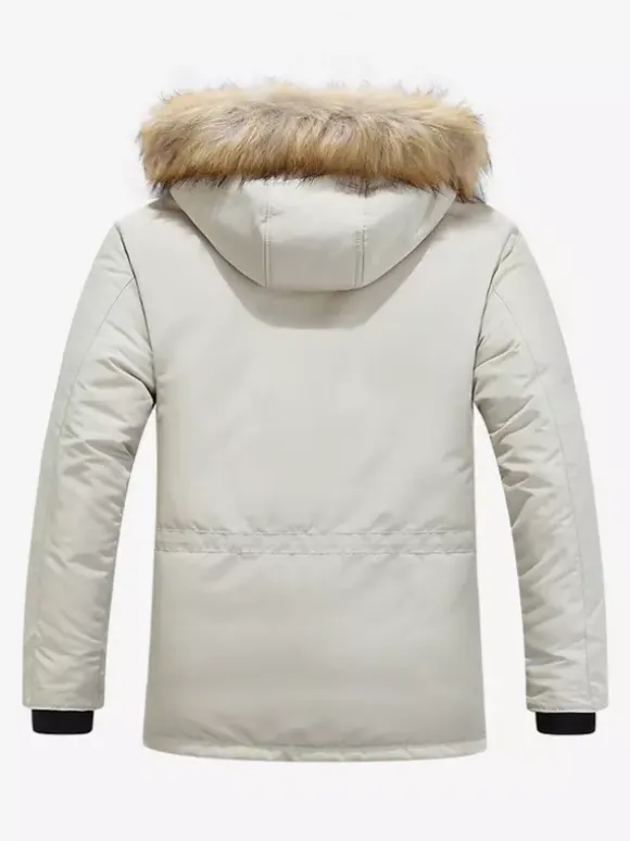 Men's Puffer Coat Thickened Mid-Length Hooded Parka Coat