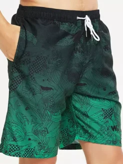 Men’s Quick-Dry Shorts Plus Size Beach Color Board Short Men’s Swim Trunks