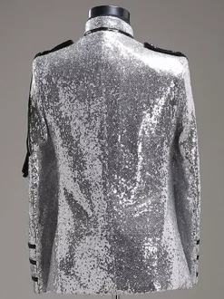 Men's Retro Costume Silver Rococo Overcoat Court Uniform Cloth Costume